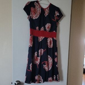 J'aime Collection Floral Navy and Red Dress